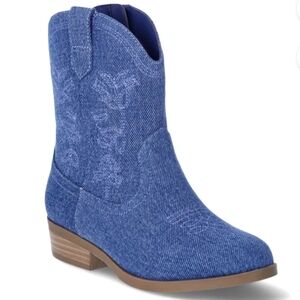 NWT Denim Boots Zipper Closure Toddler Sizes 1 Cute Cowgirl Boots